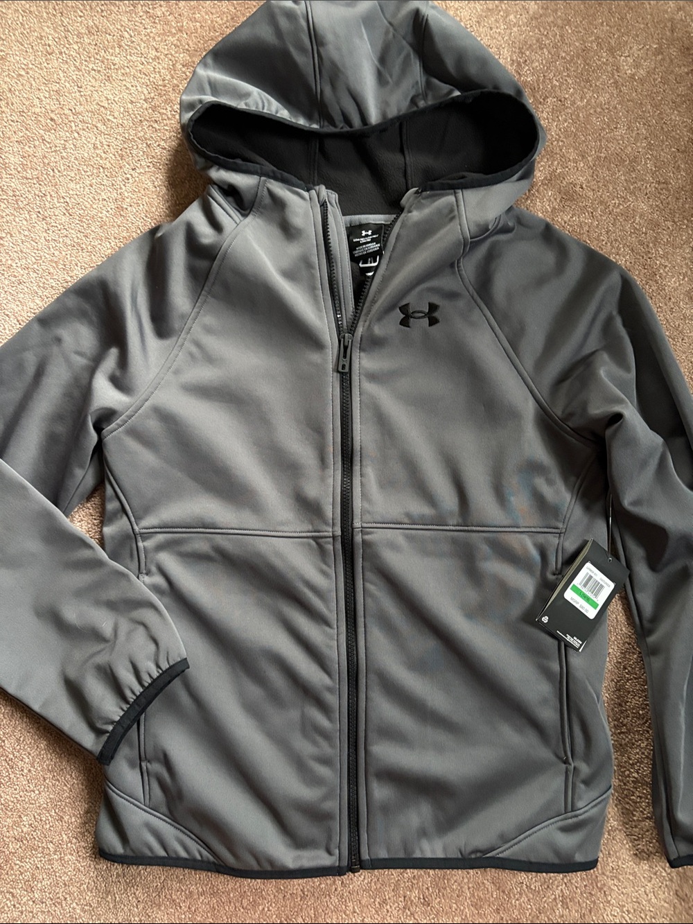 Under Armour Kids Boys Girls fleece lined hooded zip jacket size large NWT